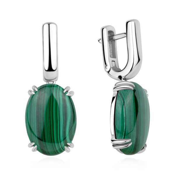 Серьги из серебра с малахитами
