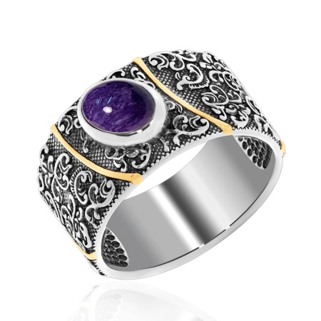 Купить кольцо из серебра с чароитом в интернет-магазине KRASNOE