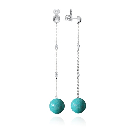 Пусеты из серебра с агатами и фианитами 2340650851л-77 от KRASNOE, металл Серебро, вставка Жад