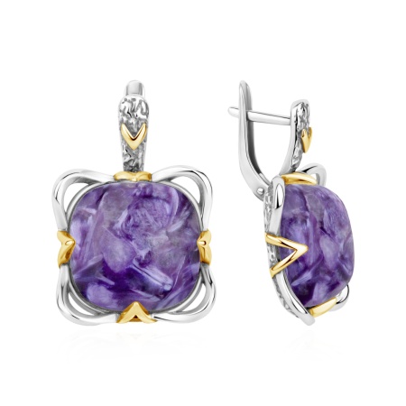 Серьги из серебра с чароитом