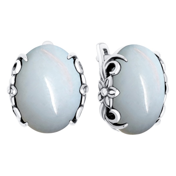 Серьги из серебра с лунным камнем в ювелирном интернет-магазине