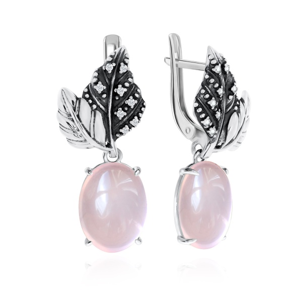 Серьги из серебра с кварцем