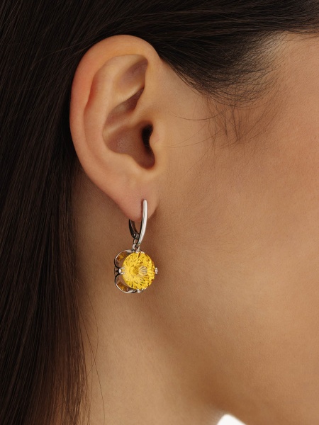 Серьги из серебра с фианитом