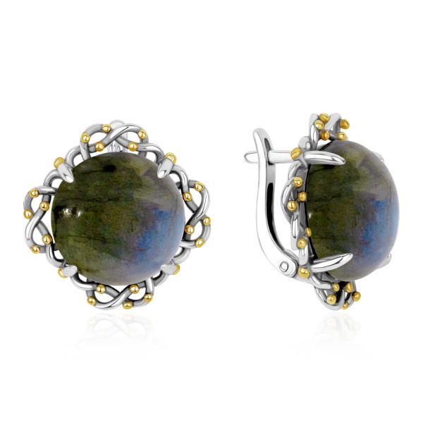 Серьги из серебра с лабрадоритом