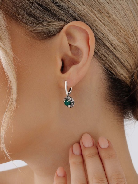 Серьги из серебра с агатами