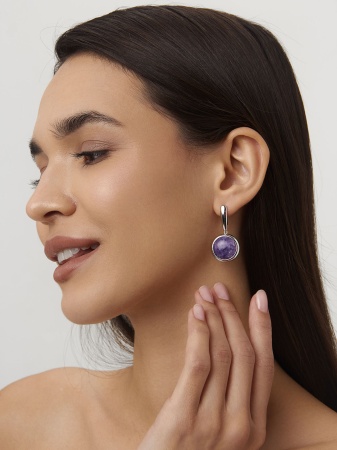 Серьги из серебра с чароитами