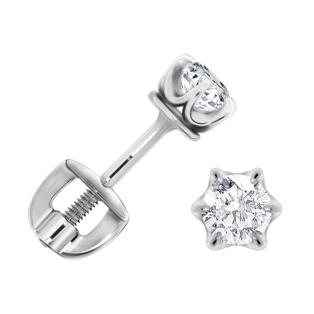 Пусеты из серебра с фианитами