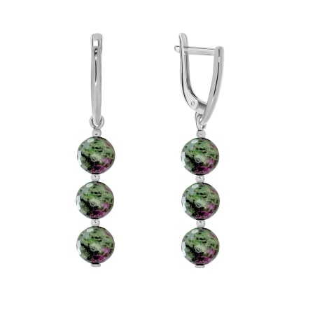 Серьги из серебра с цоизитами 2340590314 от KRASNOE, металл Серебро, вставка Цоизит