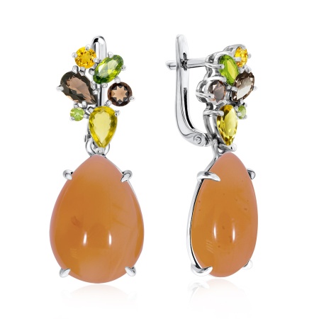 Серьги из серебра с сердоликом