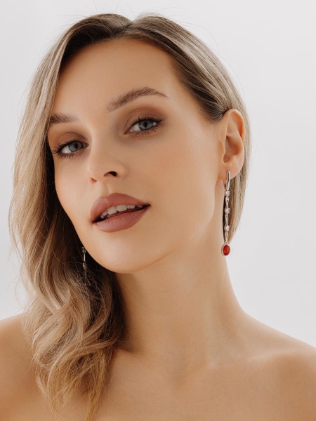 Серьги из серебра с агатами со скидкой