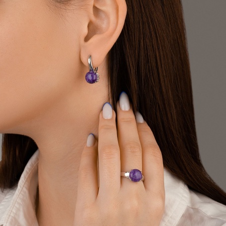 Серьги из серебра с чароитами