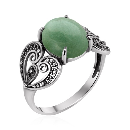 Купить кольцо из серебра с авантюрином в интернет-магазине KRASNOE