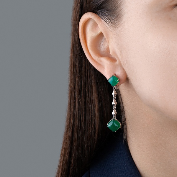 Серьги из серебра с агатами 2340391201-60 от KRASNOE, металл Серебро, вставка Агат