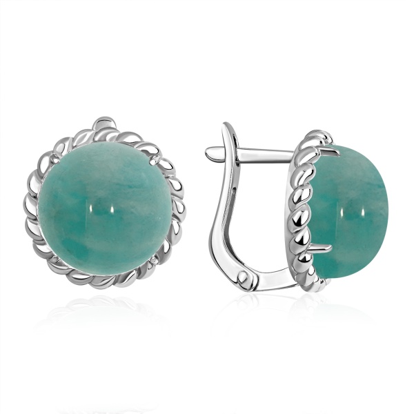 Серьги из серебра с амазонитами в ювелирном интернет-магазине