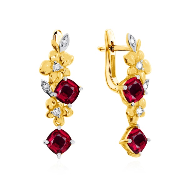 Серьги из серебра с ситаллами и фианитами со скидкой