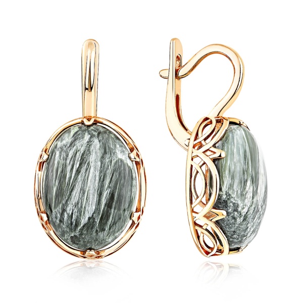 Серьги из серебра с серафинитами в ювелирном интернет-магазине