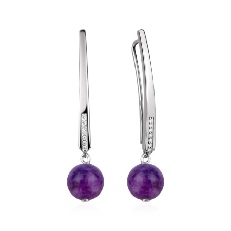 Серьги из серебра с чароитом
