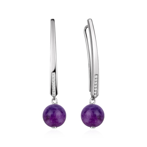 Серьги из серебра с чароитом