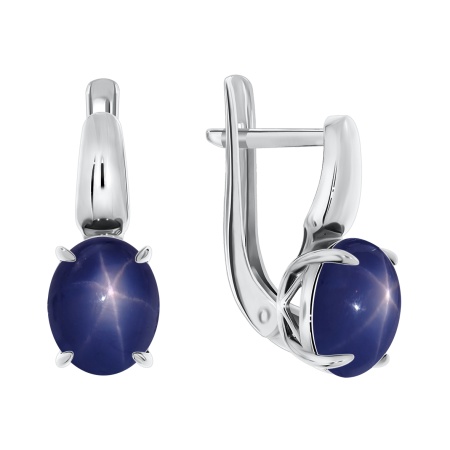 Серьги из серебра с сапфир звездчатыйами 2340940045-8 от KRASNOE, металл Серебро, вставка Сапфир Звездчатый