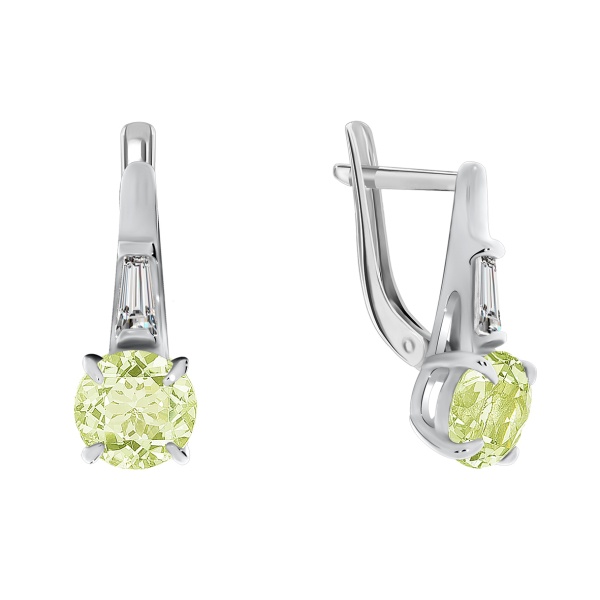 Серьги из серебра с фианитами и ситаллами