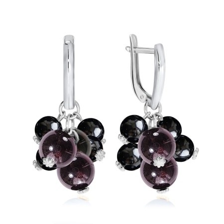 Серьги из серебра с гранатами и агатами 2340871288-91 от KRASNOE, металл Серебро, вставка Гранат