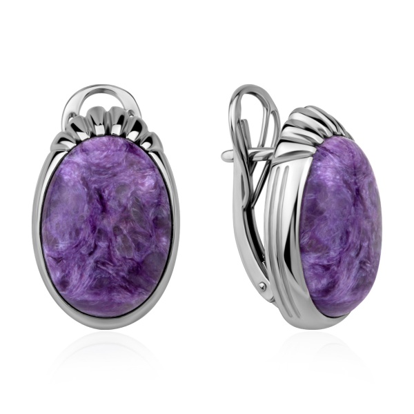Серьги из серебра с чаритом