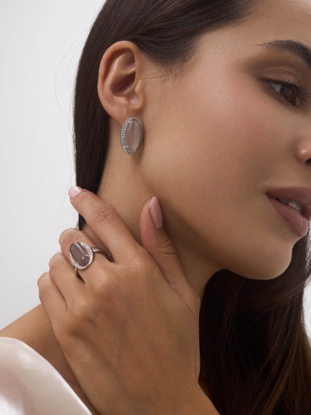 Серьги из серебра с агатами и фианитами 2340390938л-21 от KRASNOE, металл Серебро, вставка Агат