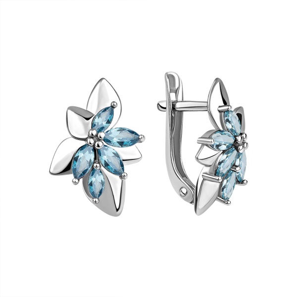Серьги из серебра с топазом 2340072167 от KRASNOE, металл Серебро, вставка Топаз Sky