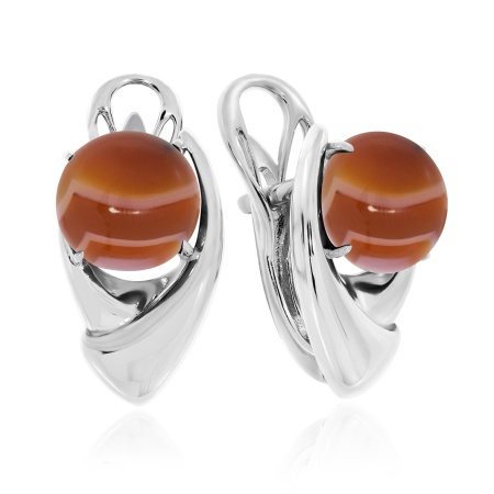 Серьги из серебра с сердоликами 2340682360 от KRASNOE, металл Серебро, вставка Сердолик