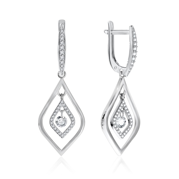 Серьги из серебра с фианитом 2340200773л от KRASNOE, металл Серебро, вставка Фианит