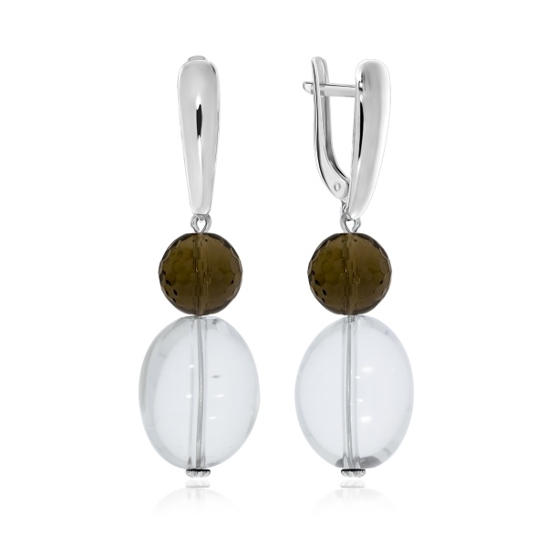 Серьги из серебра с топазами и хрусталём 2340870697-56 от KRASNOE, металл Серебро, вставка Горный хрусталь