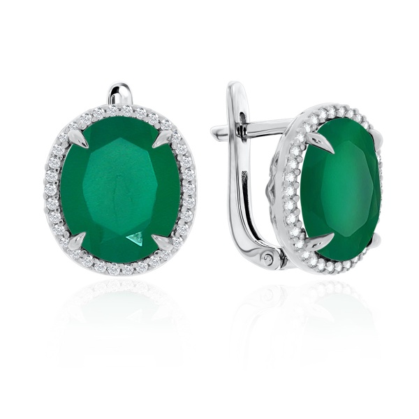 Серьги из серебра с агатами и фианитами 2340390887л-60 от KRASNOE, металл Серебро, вставка Агат