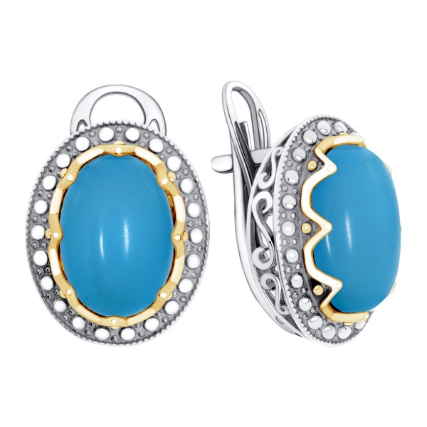 Серьги из серебра с бирюзой 2317Б25969 от KRASNOE, металл Серебро, вставка Бирюза i