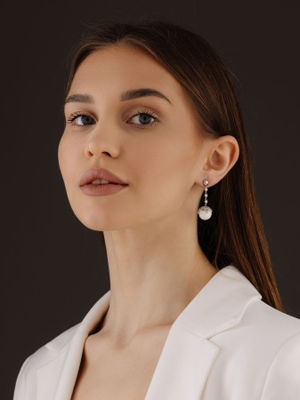 Пусеты из серебра с агатами, ситаллами и фианитами 2340390850л-10 от KRASNOE, металл Серебро, вставка Агат