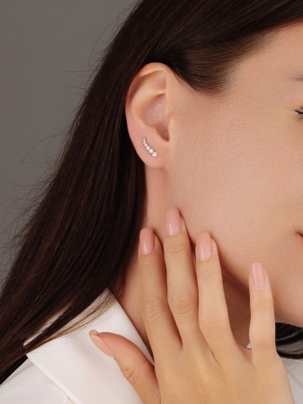 Серьги из серебра с фианитами 2340202051 от KRASNOE, металл Серебро, вставка Фианит