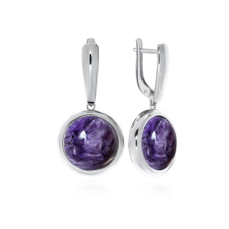 Серьги из серебра с чароитами