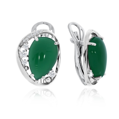 Серьги из серебра с агатами и фианитами