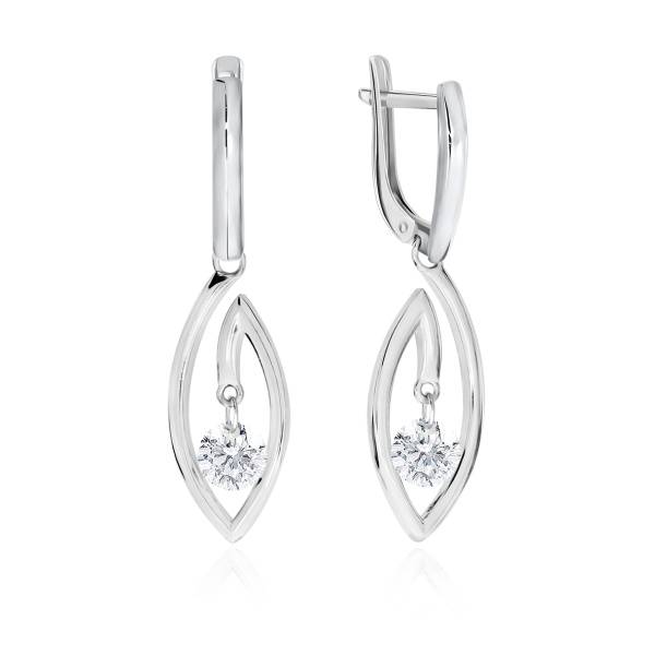 Серьги из серебра с фианитом со скидкой