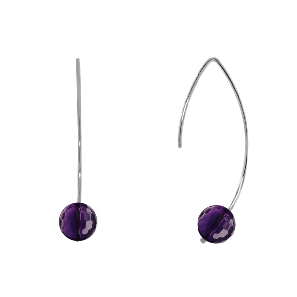 Серьги из серебра с аметист 2340061063 от KRASNOE, металл Серебро, вставка Аметист