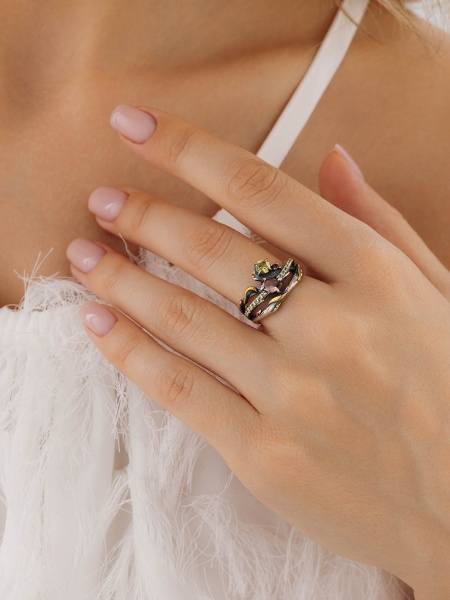 Купить кольцо из серебра с ситаллами в интернет-магазине KRASNOE