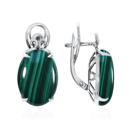 Серьги из серебра с малахитами