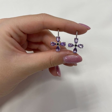 Серьги из серебра с аметист