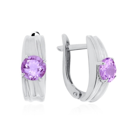 Серьги из серебра с аметист 2340061669 от KRASNOE, металл Серебро, вставка Аметист