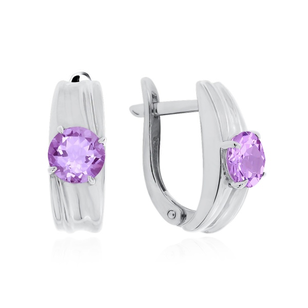 Серьги из серебра с аметист 2340061669 от KRASNOE, металл Серебро, вставка Аметист