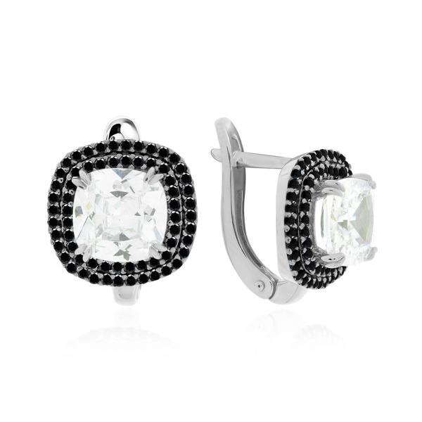 Серьги из серебра с фианитом