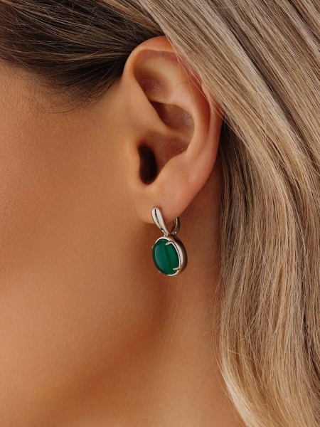 Серьги из серебра с агатом