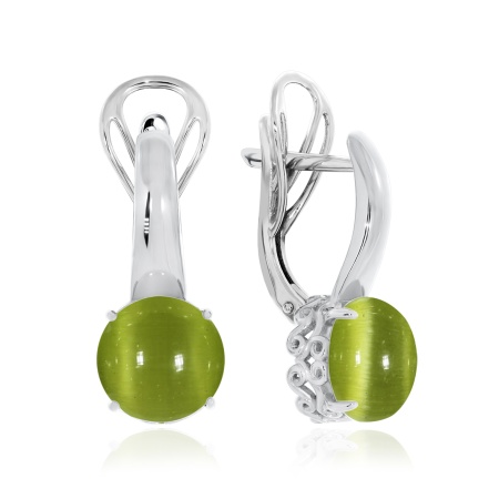 Серьги из серебра с кошачьим глазом