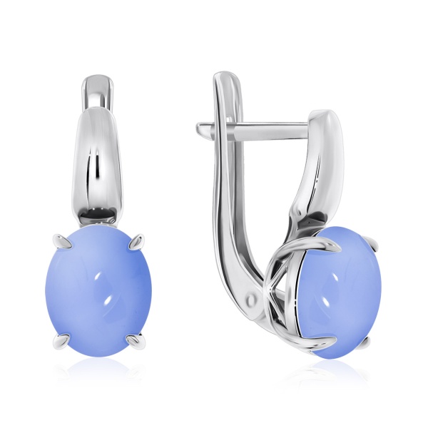 Серьги из серебра с халцедонами со скидкой