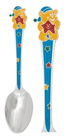 Ложка детская из серебра с эмалью