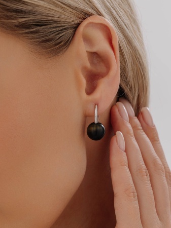 Серьги из серебра с соколиным глазом 2340СГ4318 от KRASNOE, металл Серебро, вставка 